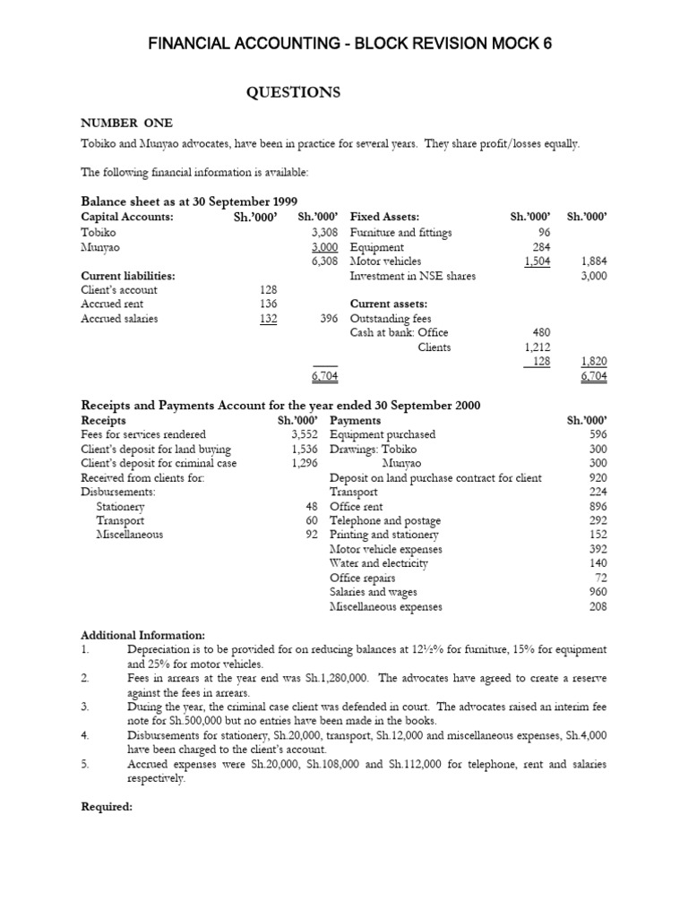 Financial Statements for Advocates | PDF | Expense | Repossession