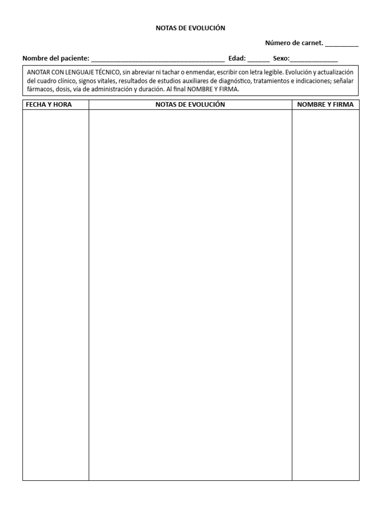 Notas de Evolución | PDF
