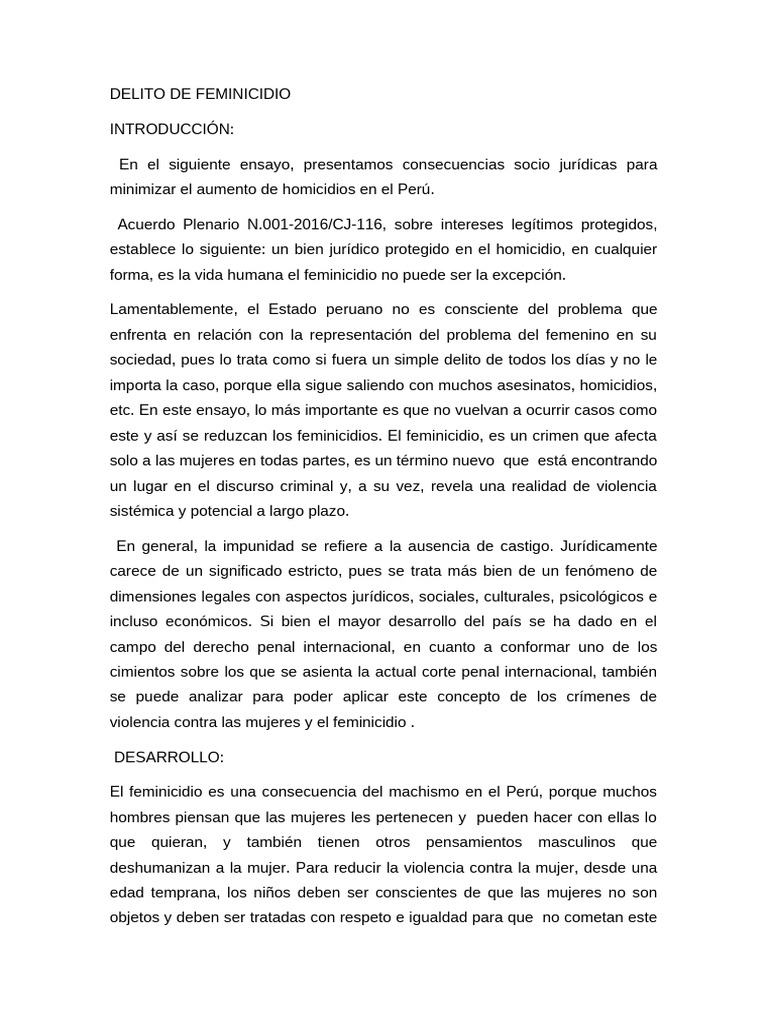 Delito de Feminicidio | PDF | La violencia contra las mujeres | Crímenes