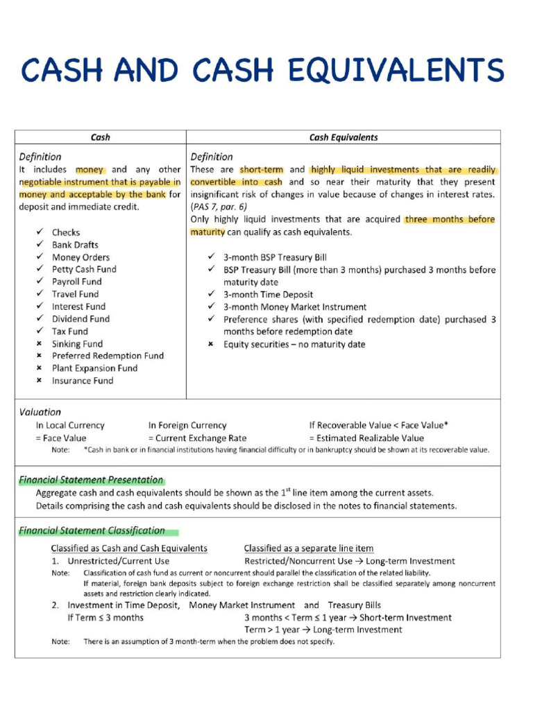 Cash and Cash Equivalents | PDF