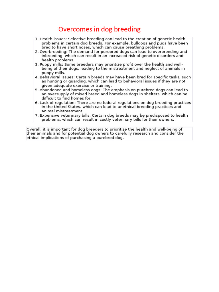 Impacts of Dog Overbreeding | PDF