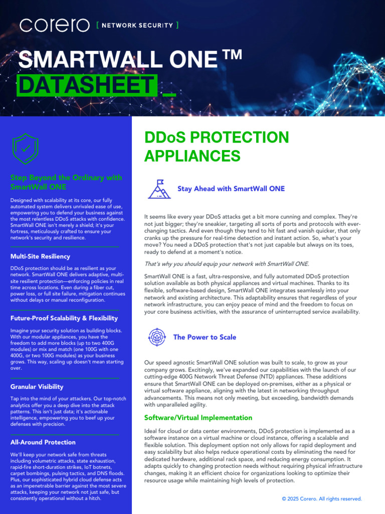 Corero SmartWall ONE Protection Appliances Datasheet 14.0 | PDF ...