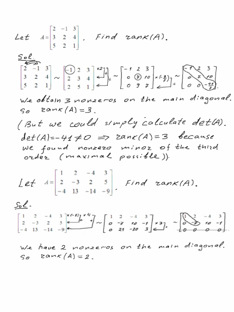 Rank of Matrix Example | PDF