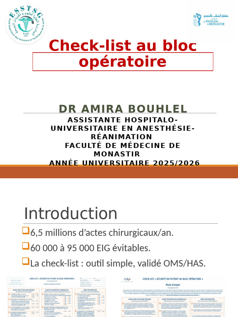 Check-list au bloc opératoire : sécurité et efficacité | PDF | Médecine ...