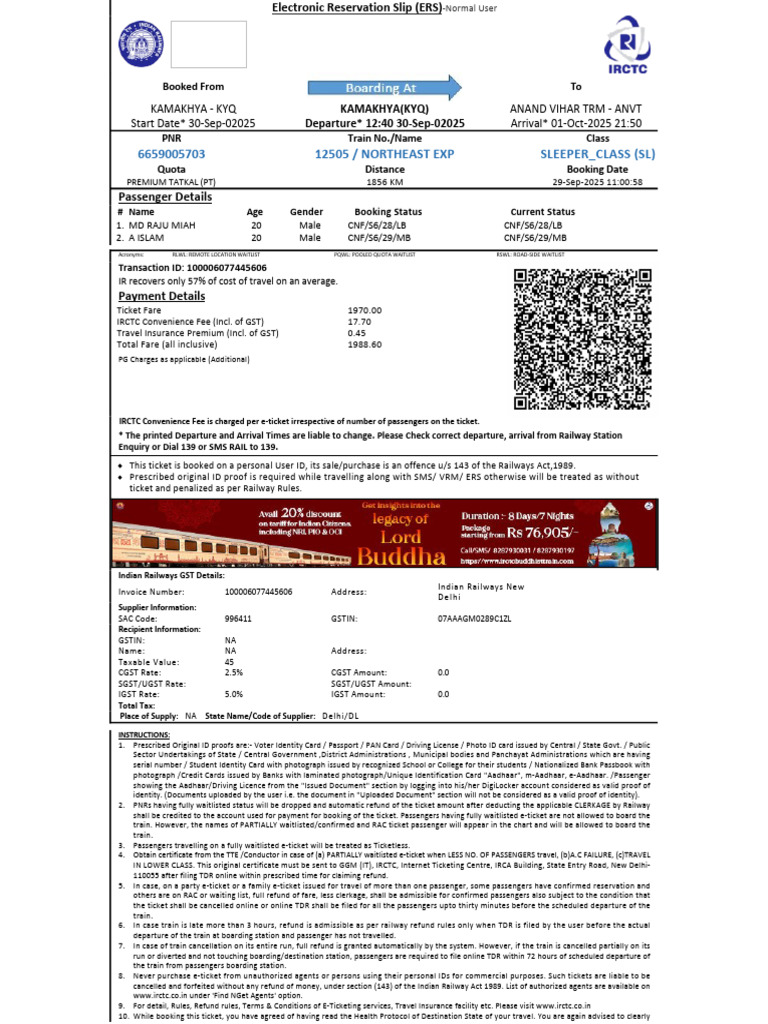 Print - Kamakhya - Kyq - Anand Vihar TRM - Anvt - 6659005703 | PDF ...