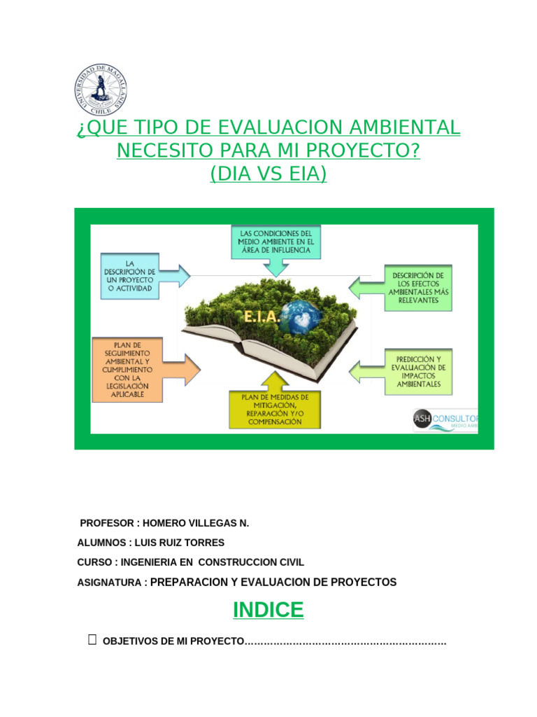 Evaluacion de Proyecto | PDF | Evaluación de impacto ambiental ...