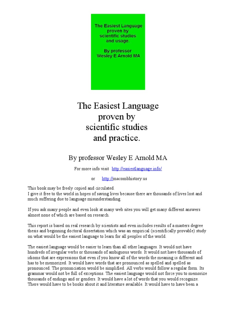 The Easiest Language Proven by Scientific Studies and Practice, International Vocabulary With 2-Way Esperanto Dictionary PDF English Language Vocabulary