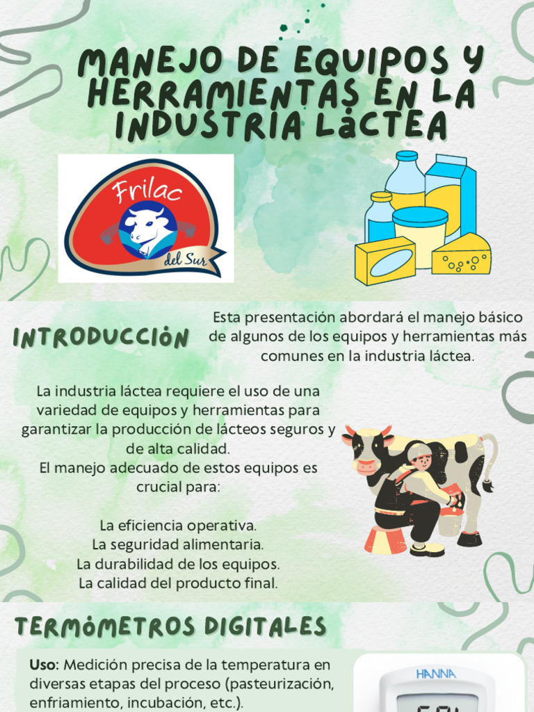 Manejo de Equipos en la Industria Láctea | PDF | Leche | Productos lácteos