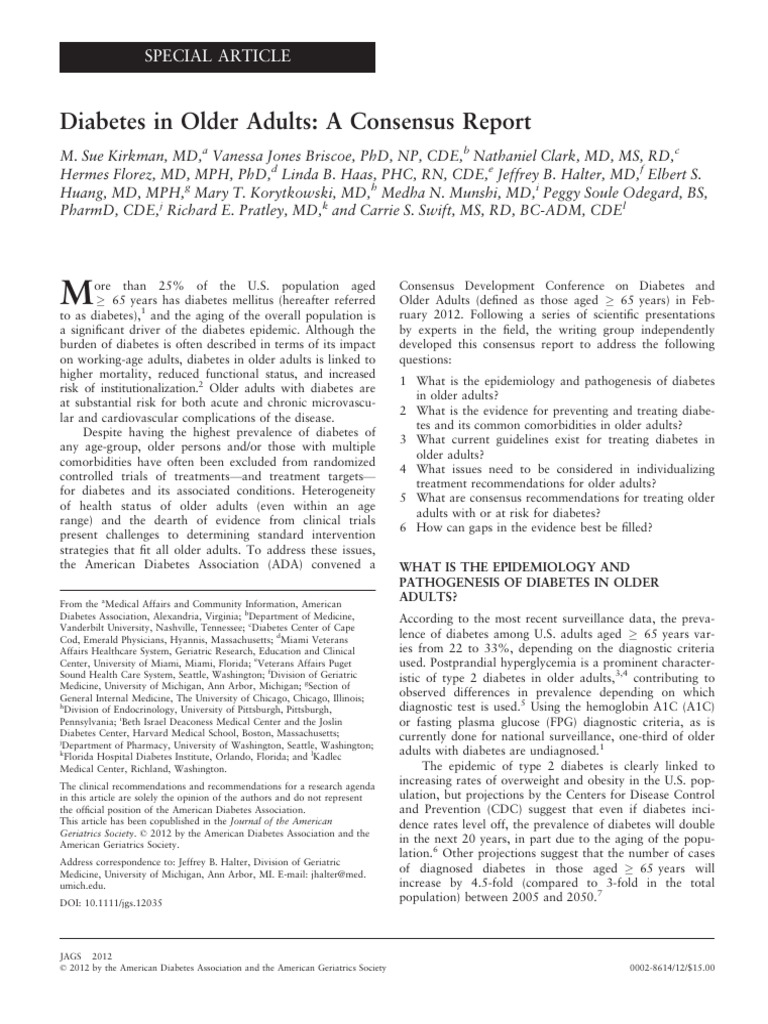 Diabetes in Older Adults: Key Insights | PDF | Diabetes | Prediabetes