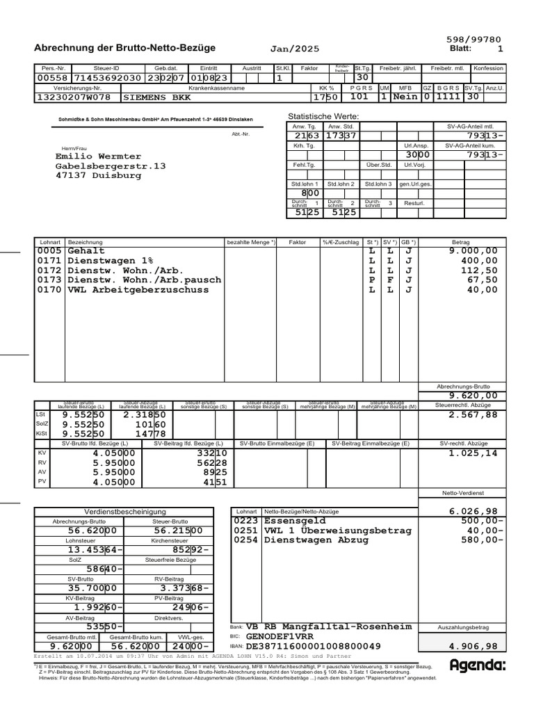 Agenda Lohn Gehalt | PDF