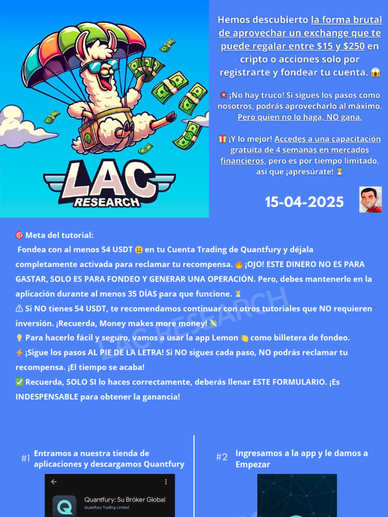 Cómo descargar y fondear Quantfury | PDF