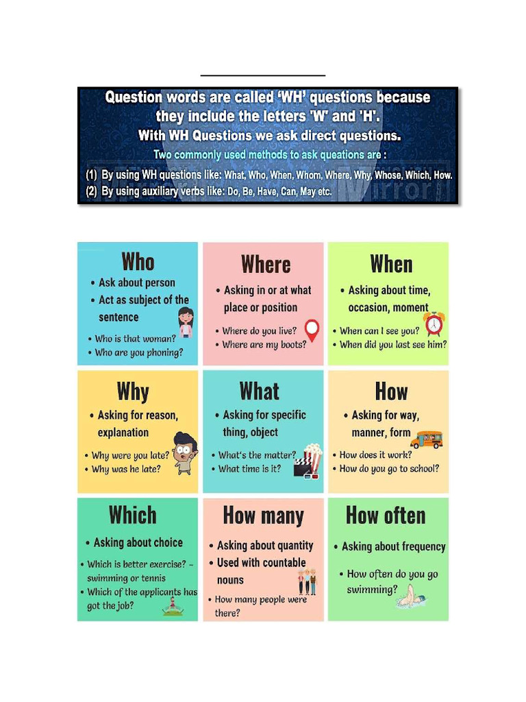 WH Questions: Examples and Exercises | PDF