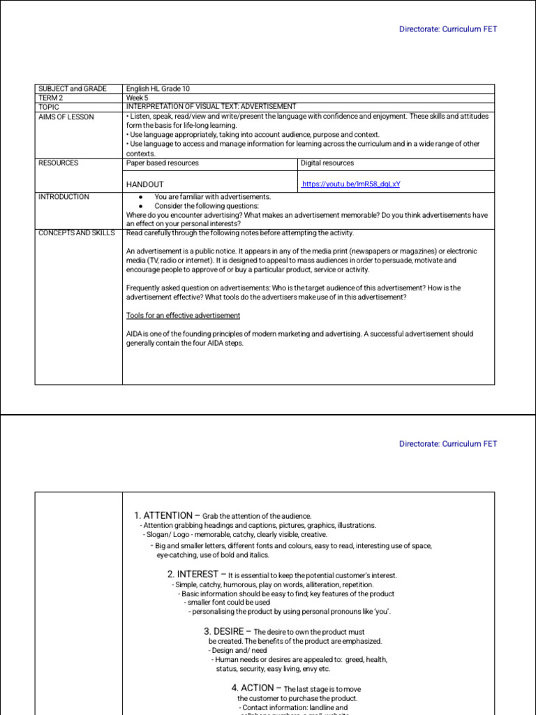 Grade 10 Visual Text Advertisements | PDF | Advertising | Cognition