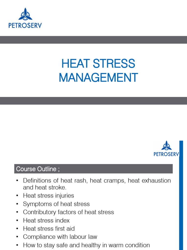 Heat Stress Management Guide | PDF | Hyperthermia | Medical Specialties