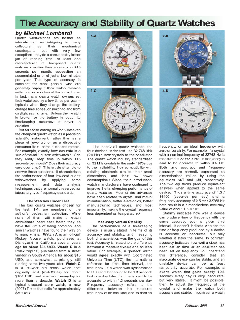 Quartz Watch Accuracy and Stability Analysis | PDF | Watch | Accuracy ...