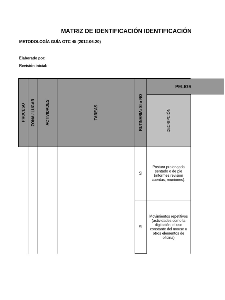 Identificación y Evaluación de Riesgos Laborales | PDF | Dolor lumbar ...