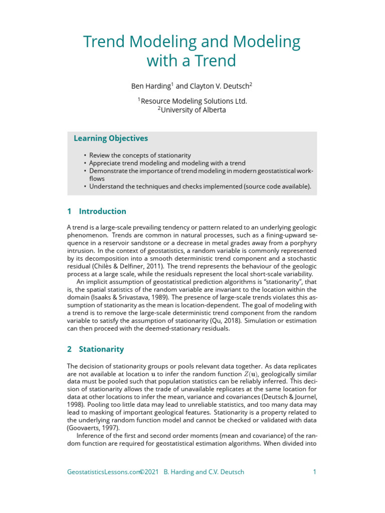 Importance of Trend Modeling in Geostatistics | PDF | Stationary ...