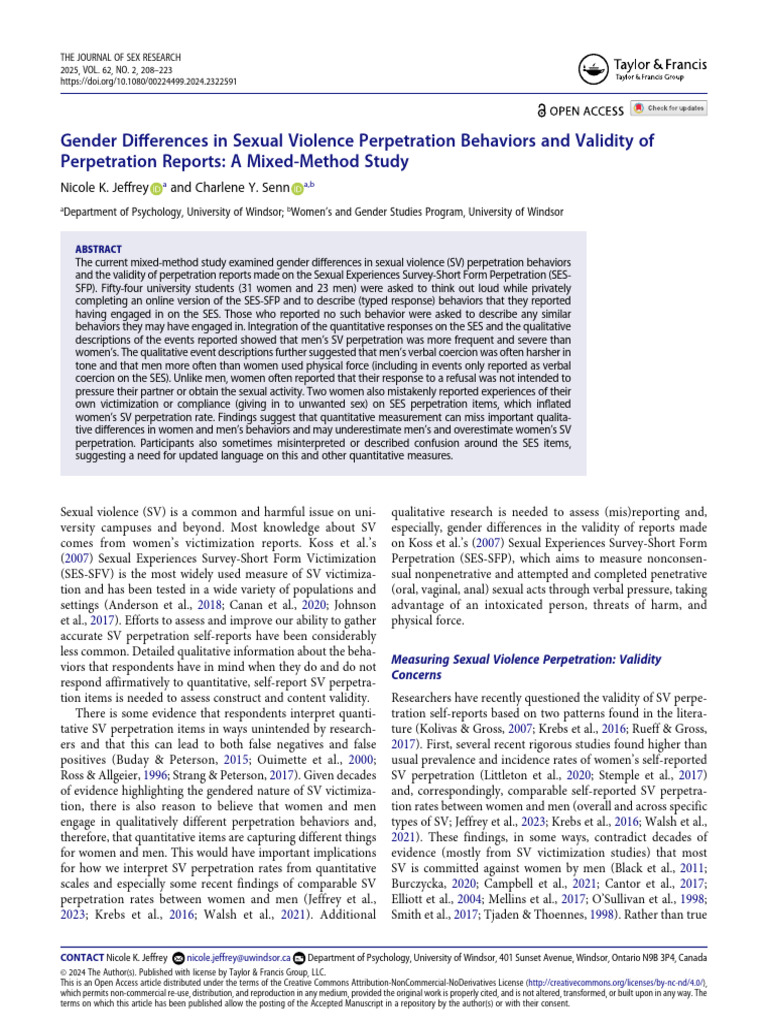 Gender Differences in Sexual Violence Reports | PDF | Rape | Validity ...