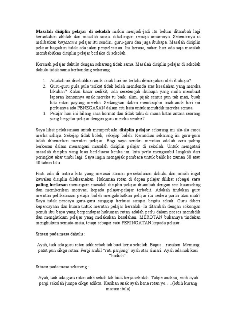 Masalah Disiplin Pelajar Di Sekolah Makin Menjadi Pdf