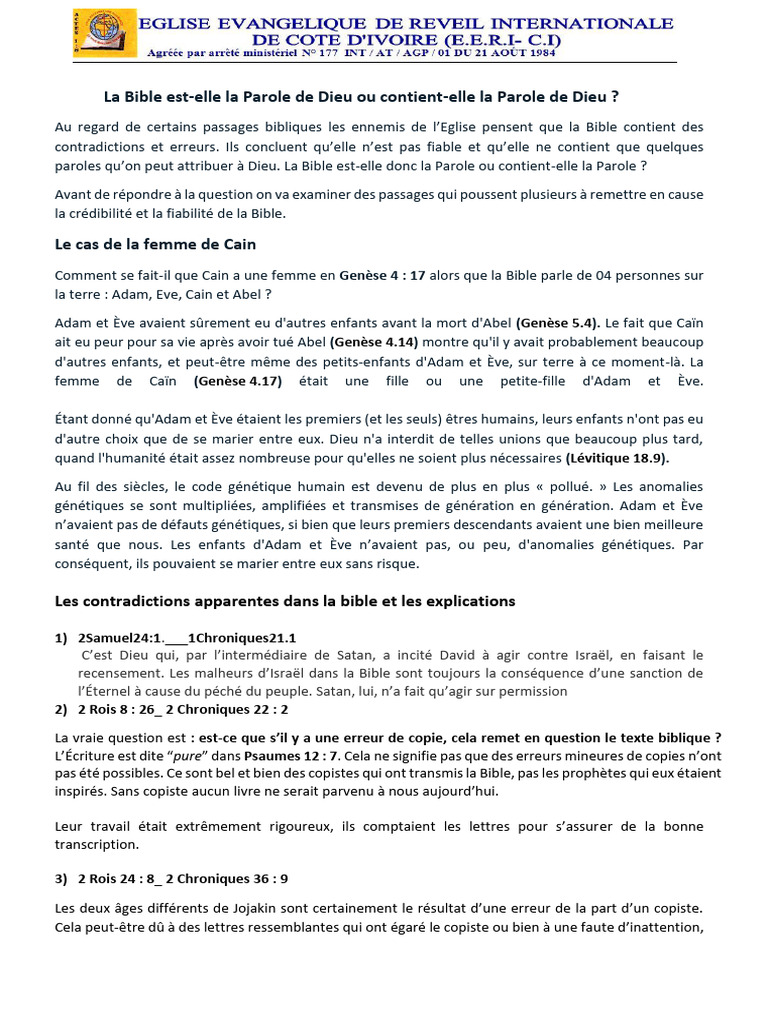La Bible : Parole de Dieu ou non ? | PDF | Évangile selon Matthieu ...