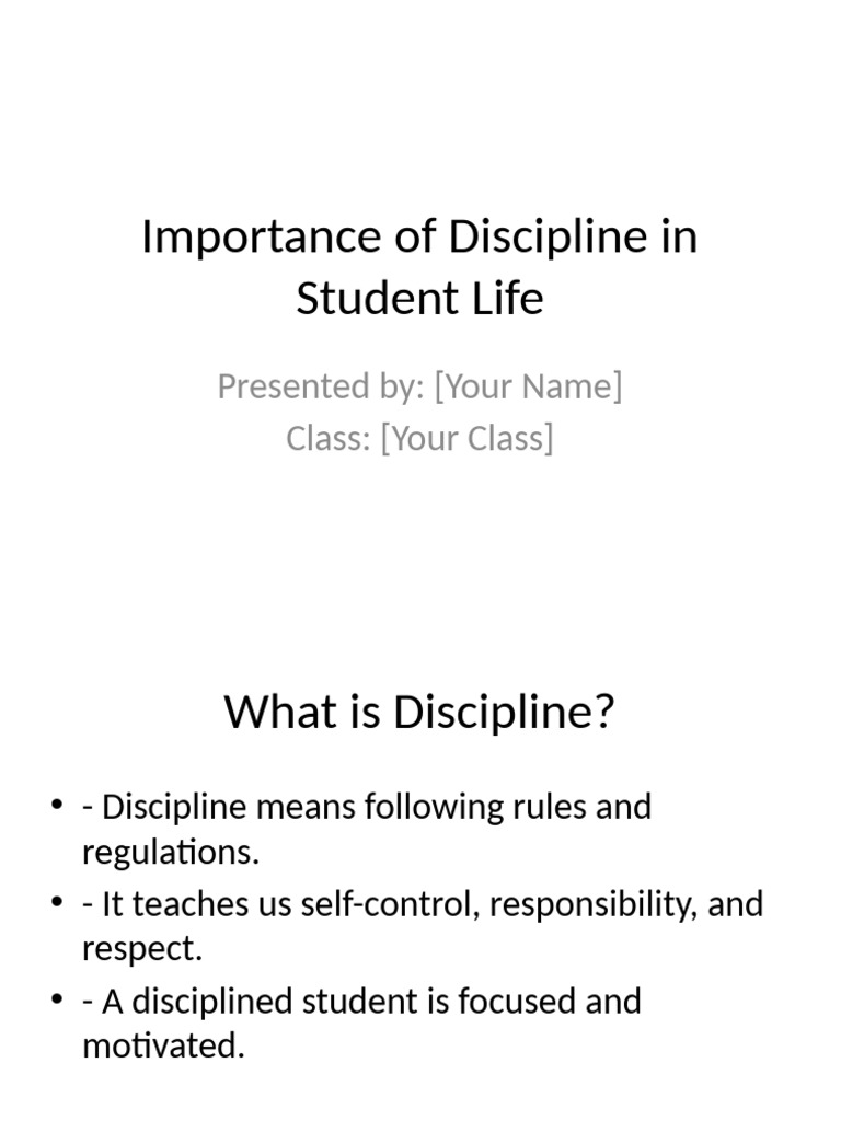 Importance of Discipline in Student Life | PDF