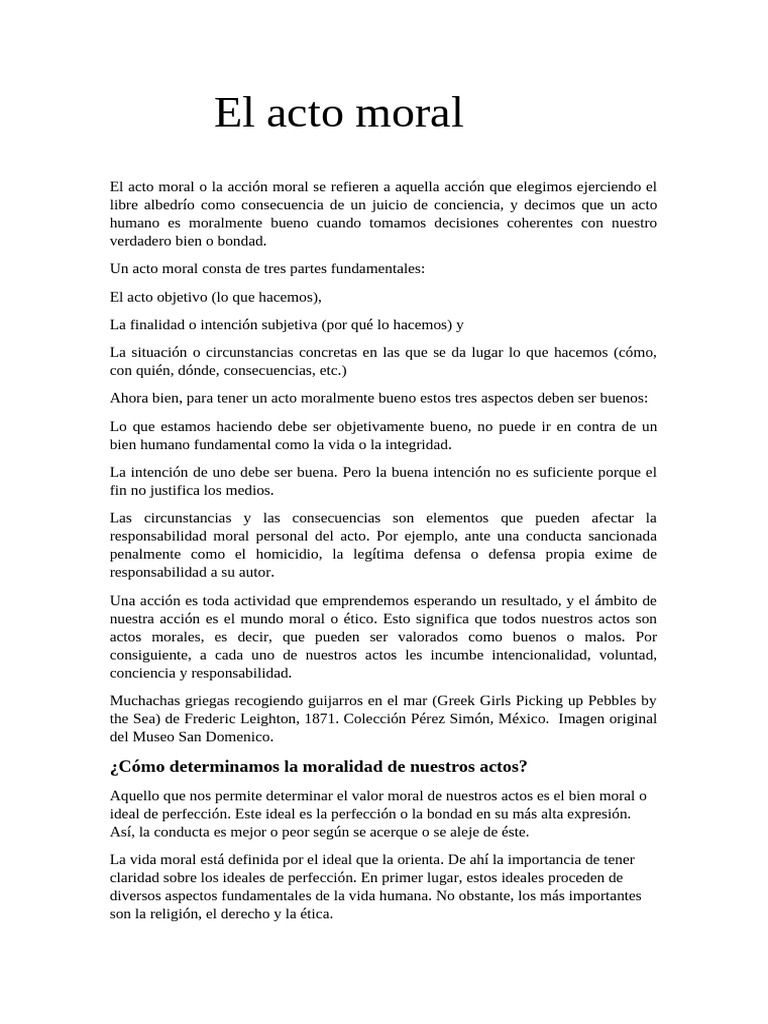 Elementos del acto moral y su evaluación | PDF | Moralidad | Perfección