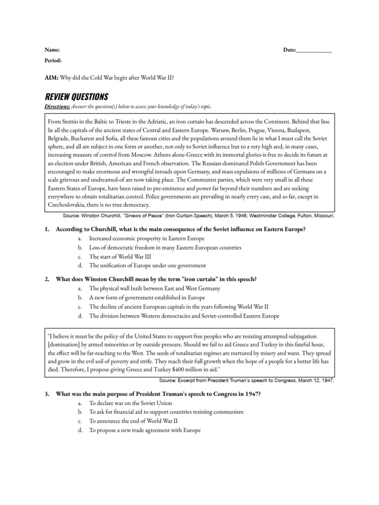 6.1+ +Review+Questions+ +Google+Docs | PDF | Eastern Europe | Iron Curtain