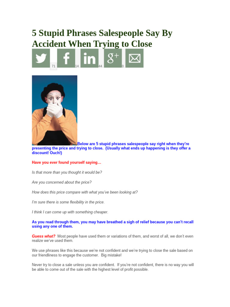 5 Phrases Salespeople Misuse Closing | PDF