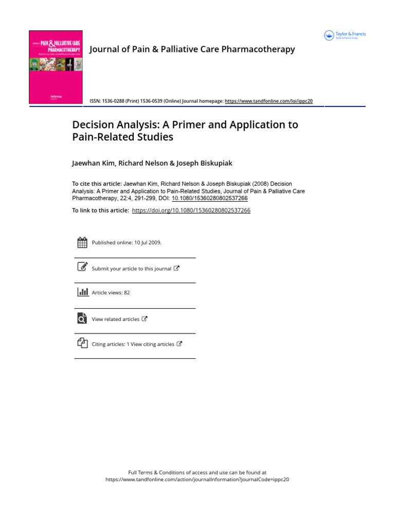 Decision Analysis in Pain Management | PDF | Nonsteroidal Anti ...