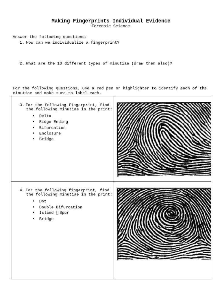 Individualizing Fingerprints in Forensics | PDF | Fingerprint | Chess ...