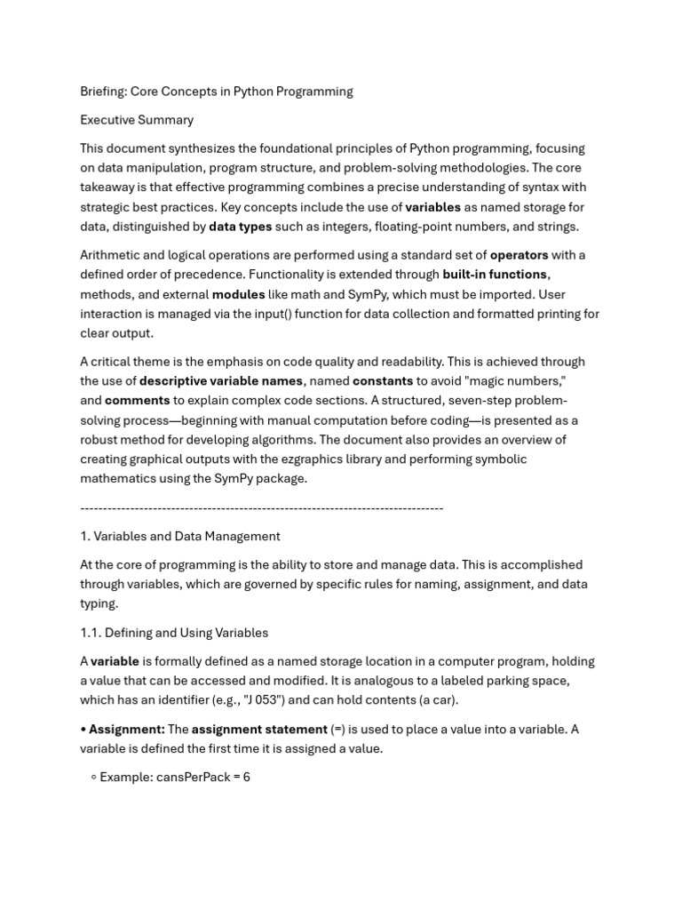 Core Python Programming Concepts | PDF | String (Computer Science ...
