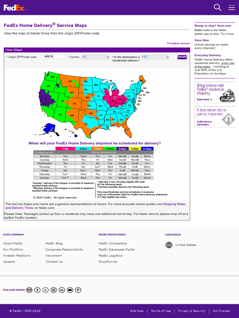 FedEx Home Delivery Service Maps | PDF | Fed Ex