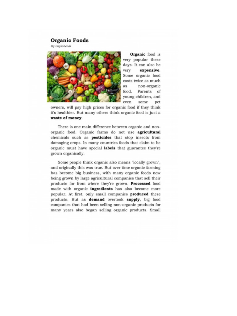 The Value of Organic Foods Explained | PDF
