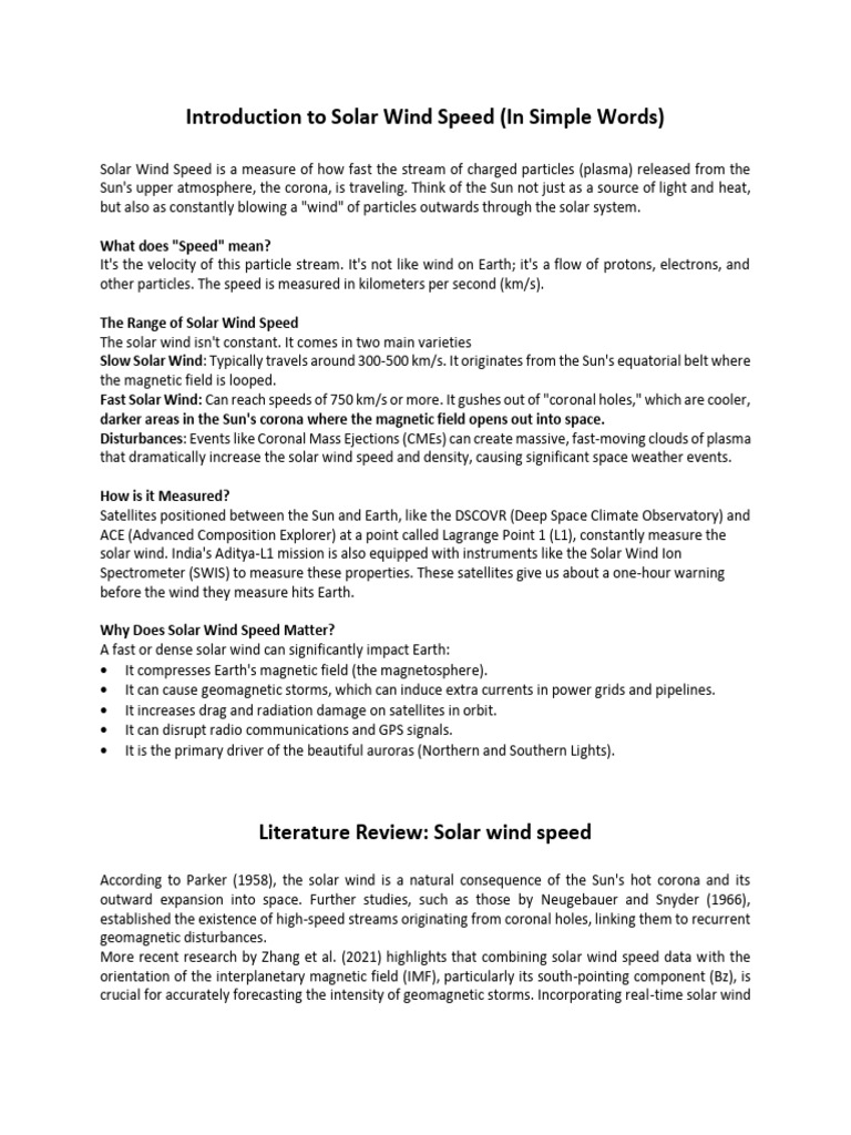 Understanding Solar Wind Speed Basics | PDF | Solar Wind | Sun