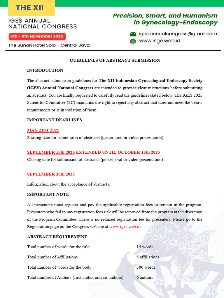 IGES 2025 Abstract Submission Guidelines | PDF | Abstract (Summary ...