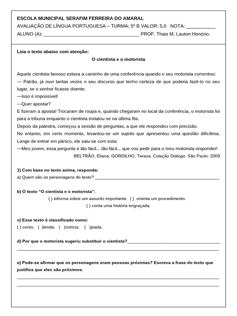 Motorista e Cientista: Aposta Inusitada | PDF