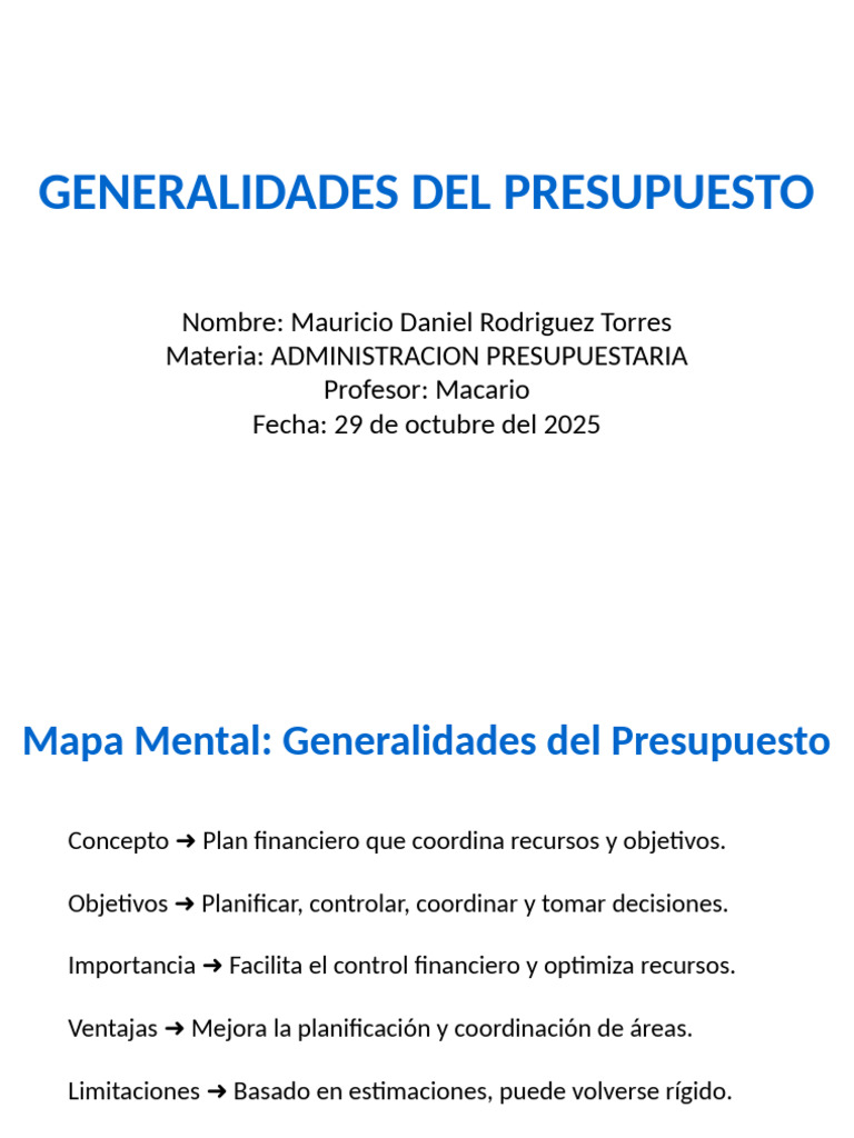 Generalidades del Presupuesto Financiero | PDF