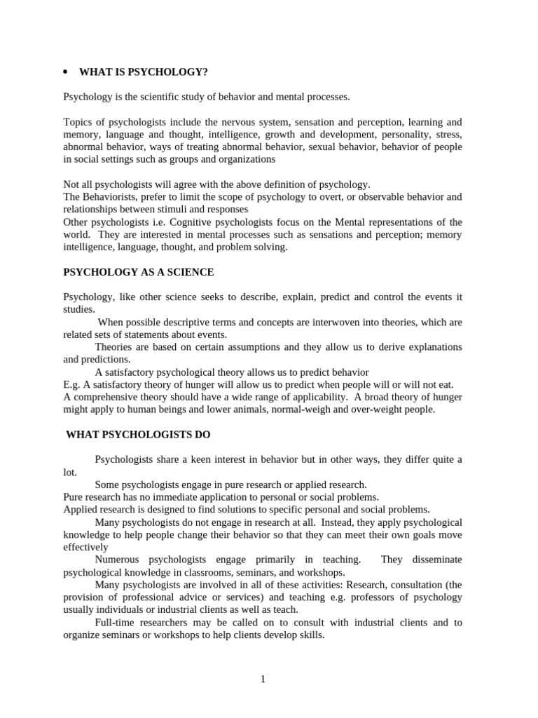 Psychology Notes | PDF | Classical Conditioning | Psychology
