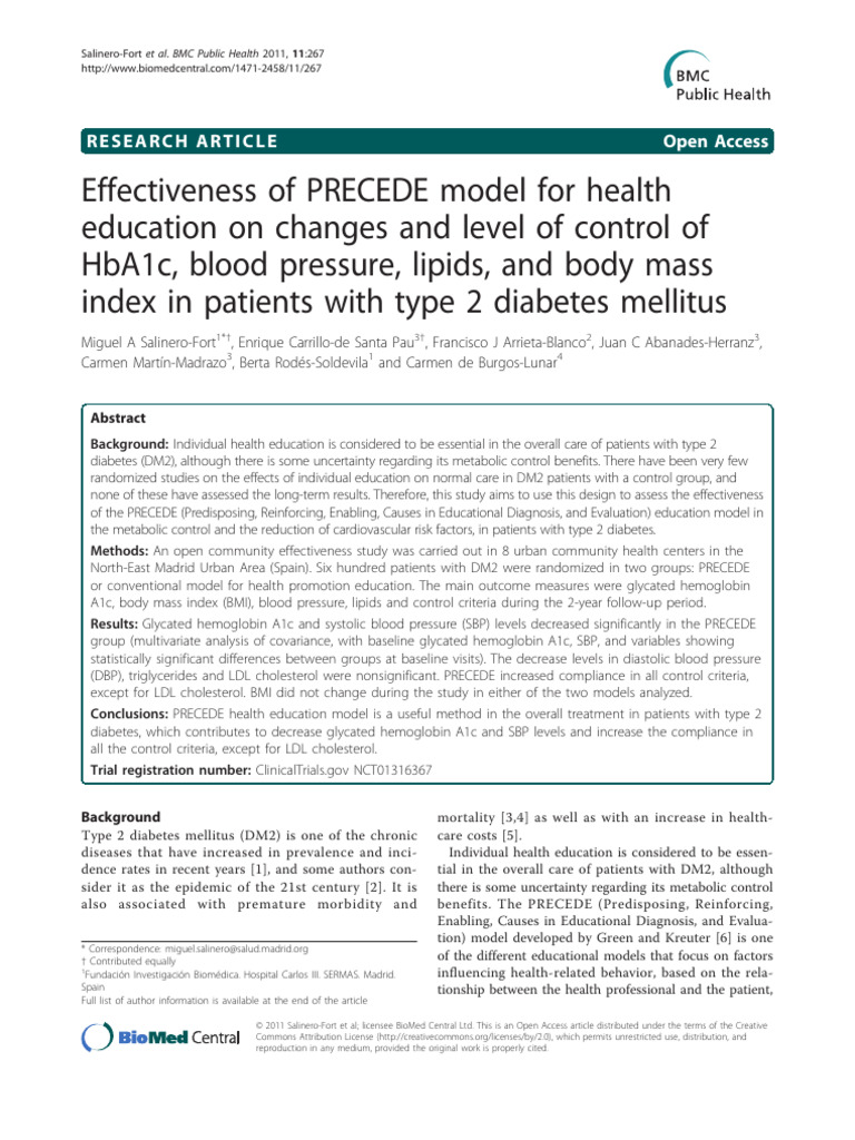 2011 Salinero-Fort Effectiveness of PRECEDE Model For Health Education ...