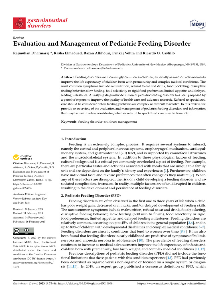 Pediatric Feeding Disorder Management Guide | PDF | Malnutrition | Eating