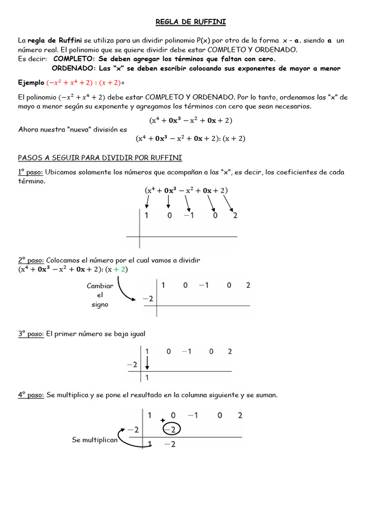Regla de Ruffini y Teorema Del Resto | PDF | División (Matemáticas ...