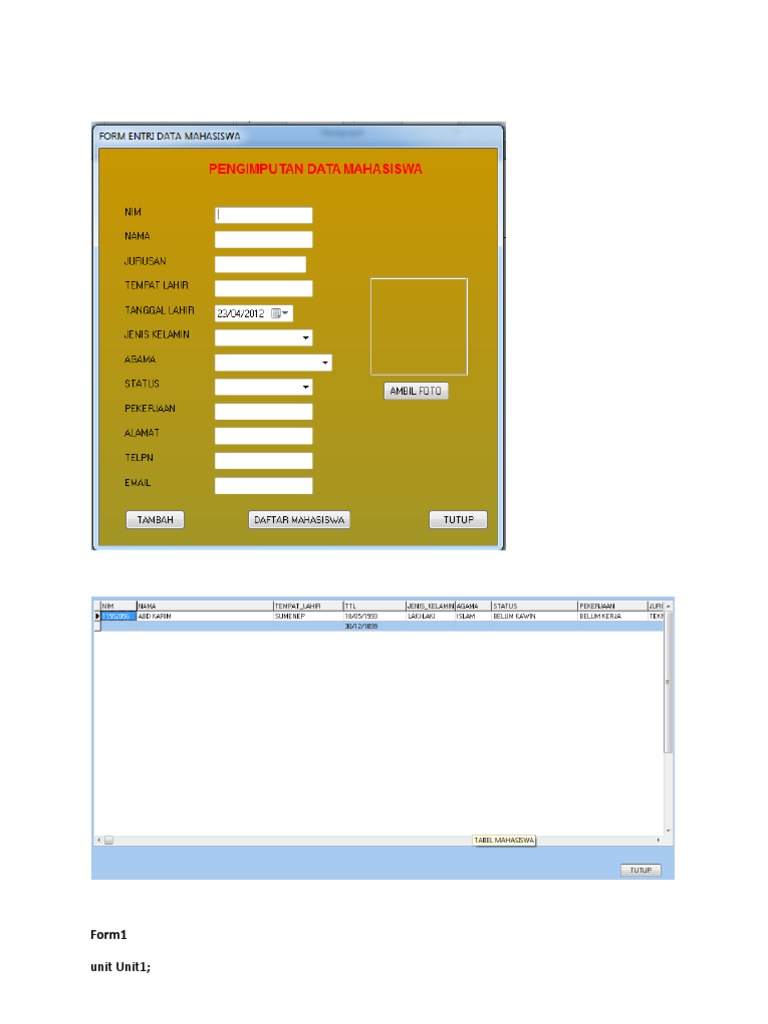 Delphi Form Design for Student Data Entry | PDF | Programming Paradigms ...