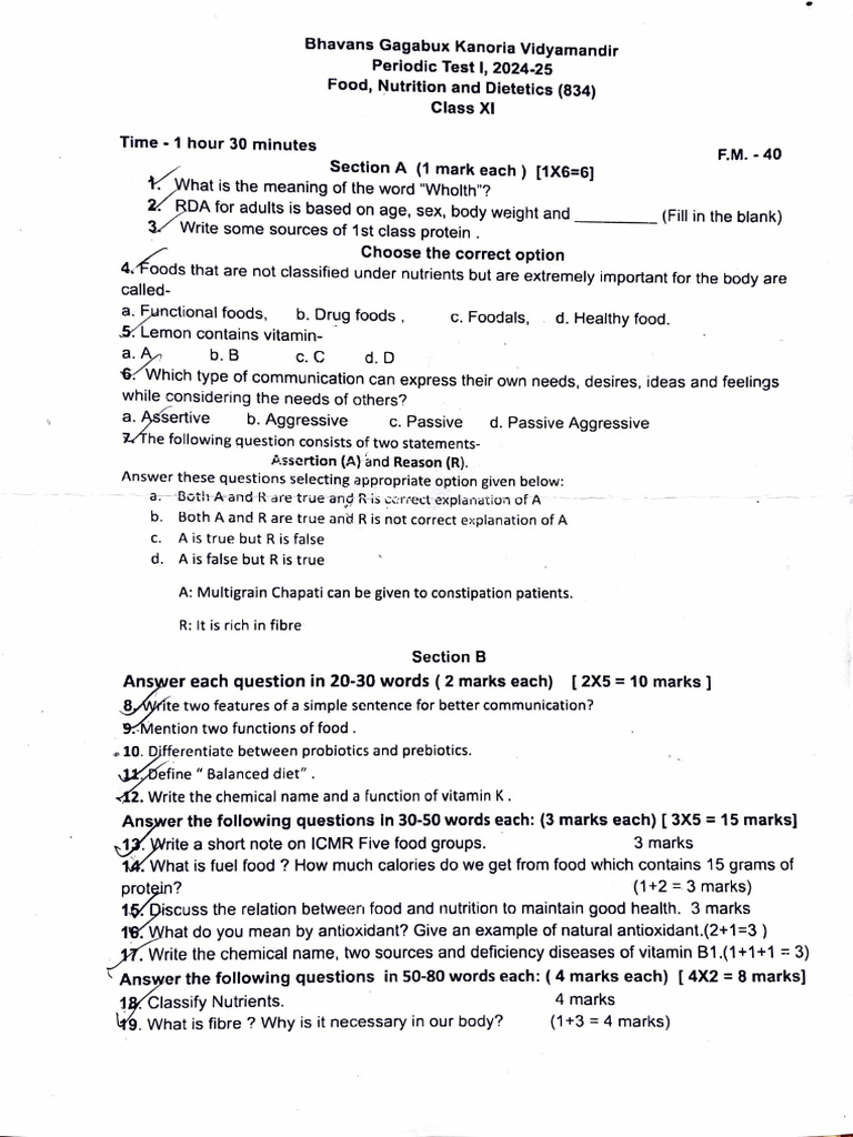 Nutrition Pyq 25' | PDF