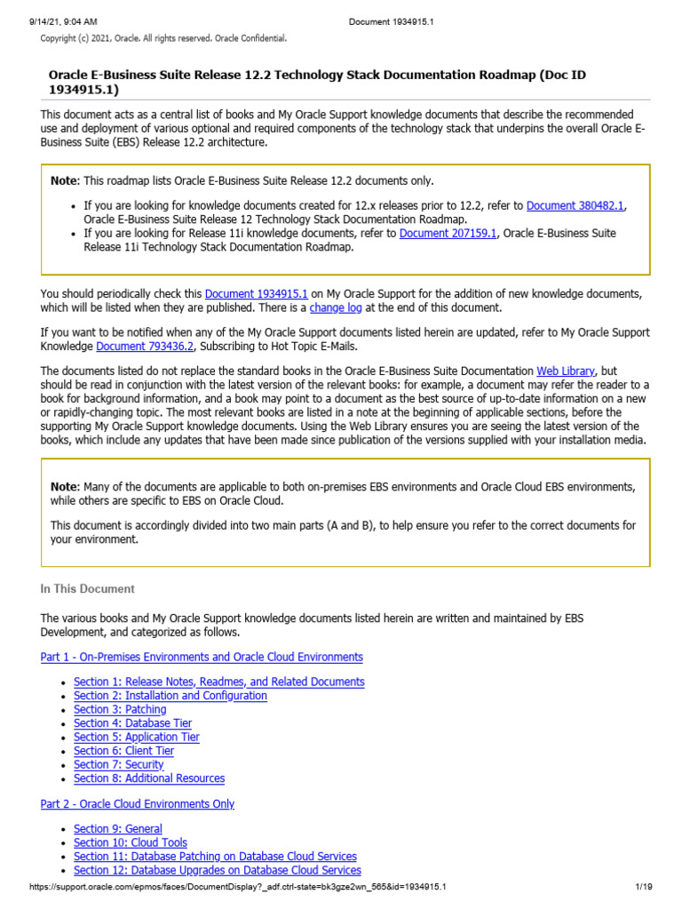 EBS Release 12.2 Tech Stack Roadmap | PDF | Cloud Computing | Databases