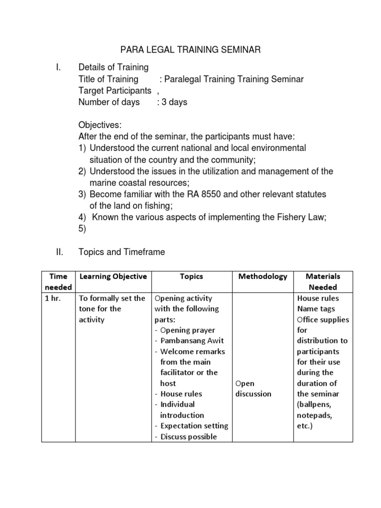 Paralegal Training Seminar Overview | PDF | Paralegal | Human Resource ...