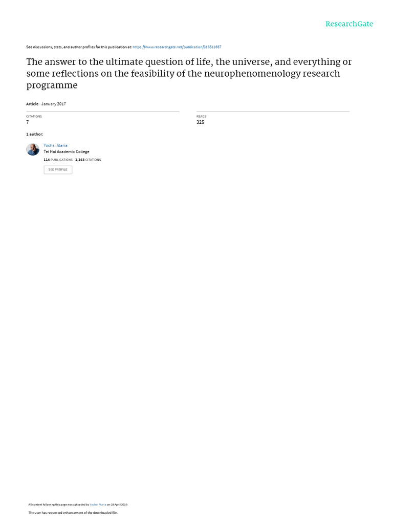 Neurophenomenology and Consciousness Study | PDF | Phenomenology ...