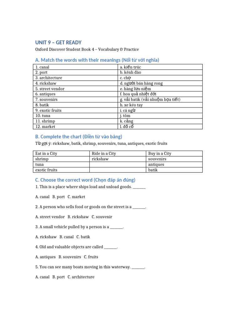 Vocabulary Practice for Oxford Discover 4 | PDF
