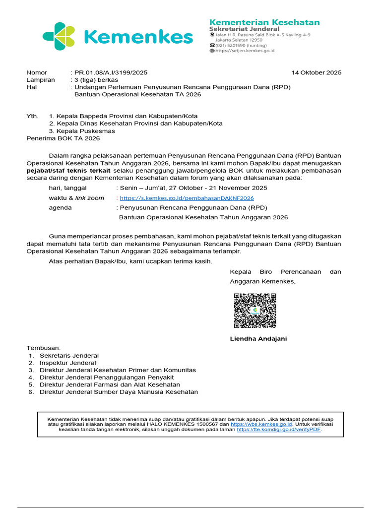 Undangan Rapat RPD BOK TA 2026 | PDF