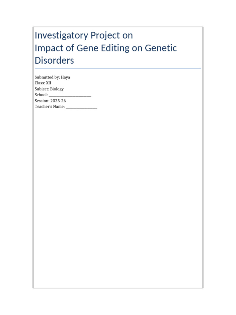 Gene Editing's Role in Genetic Disorders | PDF | Genetics | Genetic ...