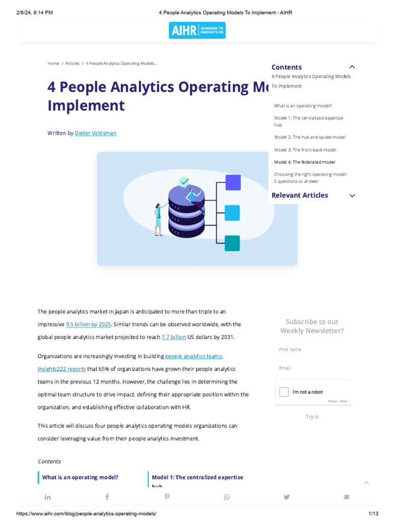 People Analytics Operating Models Explained | PDF | Analytics | Business